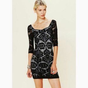 Free People Black Medallion Lace Dress